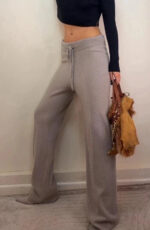 H&M Women's Beige 100% cashmere High Rise 13” wide leg trousers W30L30.5 — photo 2 of 15