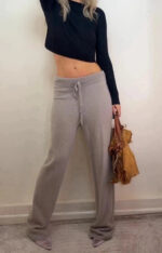 H&M Women's Beige 100% cashmere High Rise 13” wide leg trousers W30L30.5 — photo 4 of 15
