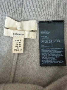 Label on a H&M piece, UK 12
