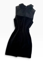 Jack Wills black velvet sheer embroidered floral collar mini fitted dress — photo 5 of 10