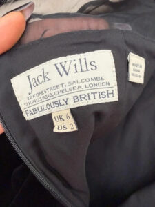 Label on a Jack Wills piece, UK 6