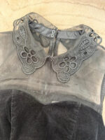 Jack Wills black velvet sheer embroidered floral collar mini fitted dress — photo 8 of 10