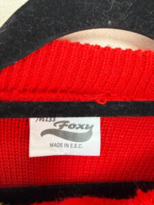 Miss Foxy Vintage Red Floral Fair Isle Button Cardigan Folk Chunky Knit — photo 7 of 8
