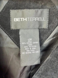 Label on a Beth Terrell piece, UK 14