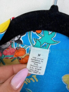 Label on a J.G. Hook piece, M, 90s