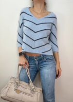 Pure Collection Women's 100% Cashmere Chevron V Neck cropped Jumper — photo 2 of 10