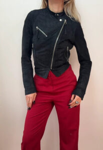 New Look Women's Black Suede Glossy Croc Leather Fitted Biker Zip Jacket — photo 2 of 15