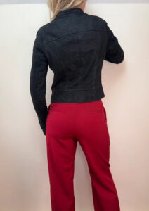 New Look Women's Black Suede Glossy Croc Leather Fitted Biker Zip Jacket — photo 4 of 15