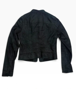 New Look Women's Black Suede Glossy Croc Leather Fitted Biker Zip Jacket — photo 6 of 15