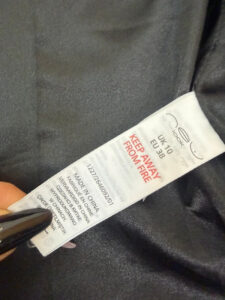 Label on a New Look piece, UK 10