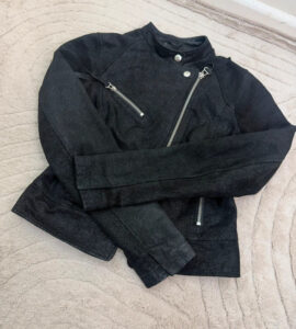 New Look Women's Black Suede Glossy Croc Leather Fitted Biker Zip Jacket — photo 14 of 15