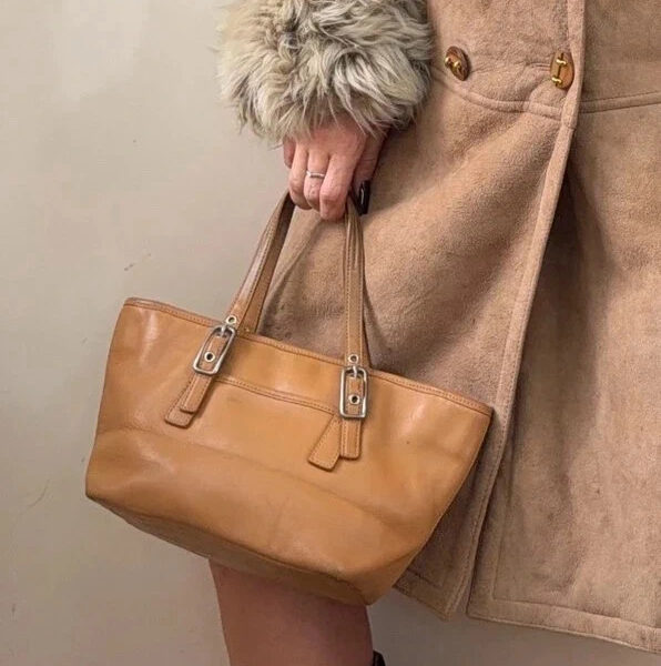 Coach Legacy Mini Hamptons Market Tote 9846 tan leather bag Satchel Bag Purse