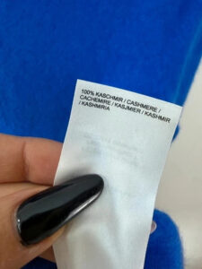 Label on a Peter Hahn piece, UK 6