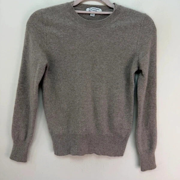 Autograph Womens 100% Cashmere Beige Crewneck Jumper Sweater UK 6-8 Quiet Luxury