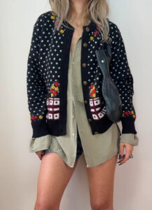 Anna Pure 100% New Wool Floral Embroidered Fair Isle Button Cardigan