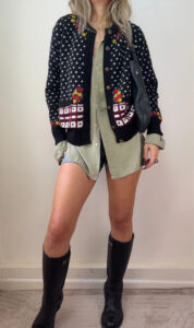 Anna Pure 100% New Wool Floral Embroidered Fair Isle Button Cardigan — photo 2 of 10