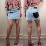 Alexander McQueen Custom McQ Y2K floral poppy handpaint denim mini skirt low rise w30