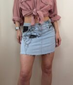 Alexander McQueen Custom McQ Y2K floral poppy handpaint denim mini skirt low rise w30 — photo 2 of 13