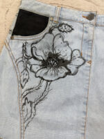 Alexander McQueen Custom McQ Y2K floral poppy handpaint denim mini skirt low rise w30 — photo 4 of 13
