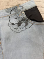 Alexander McQueen Custom McQ Y2K floral poppy handpaint denim mini skirt low rise w30 — photo 5 of 13