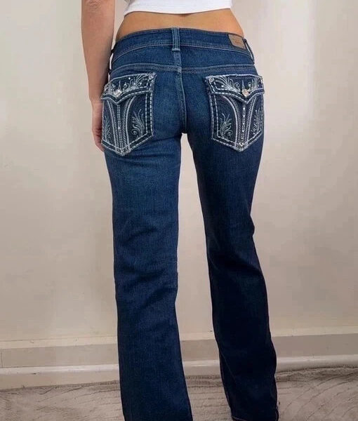 American Eagle Womens Y2K embellished low rise 7” bootcut jeans UK 10 W31 L32