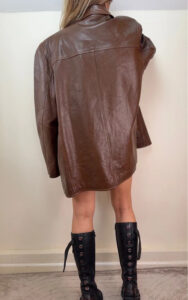 Ventiuno Men's Italian Vintage Brown Leather Jacket 3XL Oversized Button Blazer — photo 2 of 15