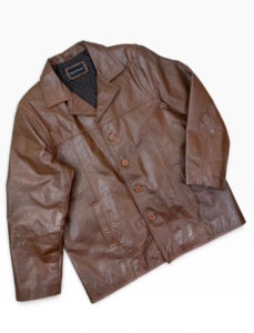 Ventiuno Men's Italian Vintage Brown Leather Jacket 3XL Oversized Button Blazer — photo 4 of 15