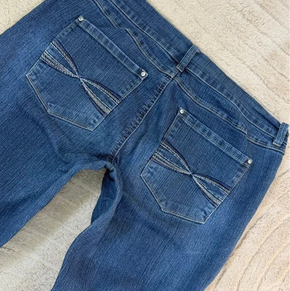 Luciano Dante Womens low rise 8.5” bootcut blue jeans W32 L31 UK 12-14 y2k bow