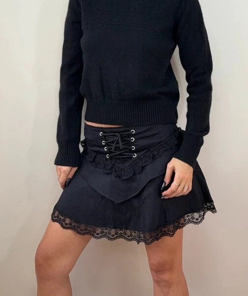 Brora Womens Scottish 100% cashmere black textured knit crew neck jumper UK 8-10