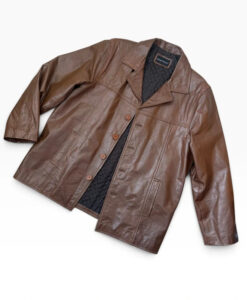 Ventiuno Men's Italian Vintage Brown Leather Jacket 3XL Oversized Button Blazer — photo 6 of 15
