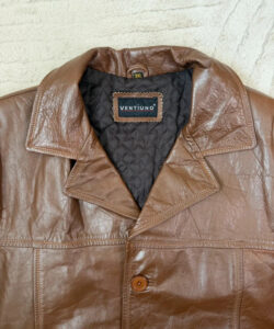 Ventiuno Men's Italian Vintage Brown Leather Jacket 3XL Oversized Button Blazer — photo 11 of 15