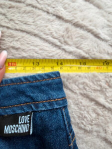 Love Moschino Dark Denim Low Rise Ruffle Mini Fitted Skirt — photo 13 of 14