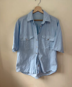 St Michael Vintage 90s Pastel Blue Cotton Oversized Button Shirt — photo 3 of 8