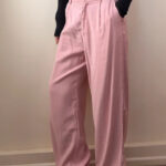 Savida Blush Pink High Rise 12” Wide Leg Tailored Trousers UK 10 W30 L29 Soft girl Y2K