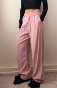 Savida Blush Pink High Rise 12” Wide Leg Tailored Trousers