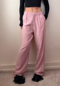 Savida Blush Pink High Rise 12” Wide Leg Tailored Trousers — photo 2 of 13