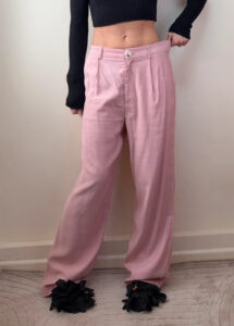 Savida Blush Pink High Rise 12” Wide Leg Tailored Trousers — photo 4 of 13