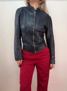 Kookai Women's Black Leather Fitted Corset Jacket — photo 2 of 15