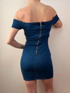 Guess Women's Blue Denim Off Shoulder Button Mini Bodycon Dress — photo 2 of 10