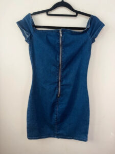 Guess Women's Blue Denim Off Shoulder Button Mini Bodycon Dress — photo 5 of 10