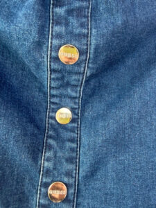 Guess Women's Blue Denim Off Shoulder Button Mini Bodycon Dress — photo 9 of 10