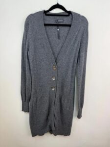 Repeat Pure Cashmere longline cardigan grey minimalist quiet luxury spring knit — photo 4 of 9