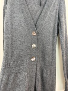 Repeat Pure Cashmere longline cardigan grey minimalist quiet luxury spring knit — photo 8 of 9