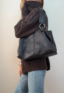 Vintage 90s Furla Y2K Brown Pebbled Leather Slouchy Hobo Shoulder Bag O-Ring