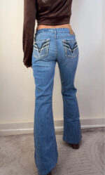 Amethyst Women's Flare low 8”rise blue jeans