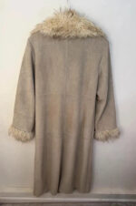 Balmain womens Y2K Beige Faux Shearling Fur Afghan Penny Lane Long Coat — photo 12 of 15