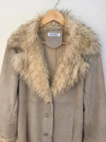 Balmain womens Y2K Beige Faux Shearling Fur Afghan Penny Lane Long Coat — photo 13 of 15