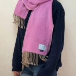 Begg&Co Scottish Luxury 100% Cashmere Reversible Scarf Pink Fringed Oversized