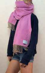 Begg&Co Scottish Luxury 100% Cashmere Reversible Scarf Pink Fringed Oversized