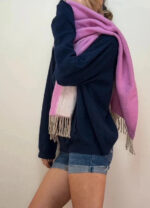 Begg&Co Scottish Luxury 100% Cashmere Reversible Scarf Pink Fringed Oversized — photo 2 of 14